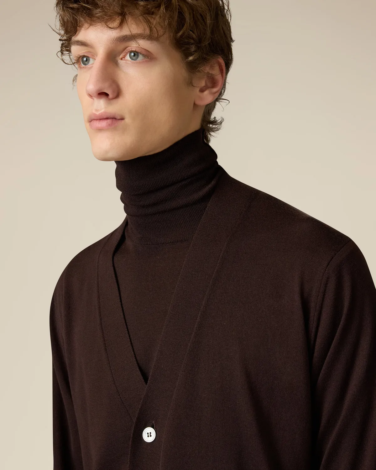 Lardini cardigan marrone lana merino superfine