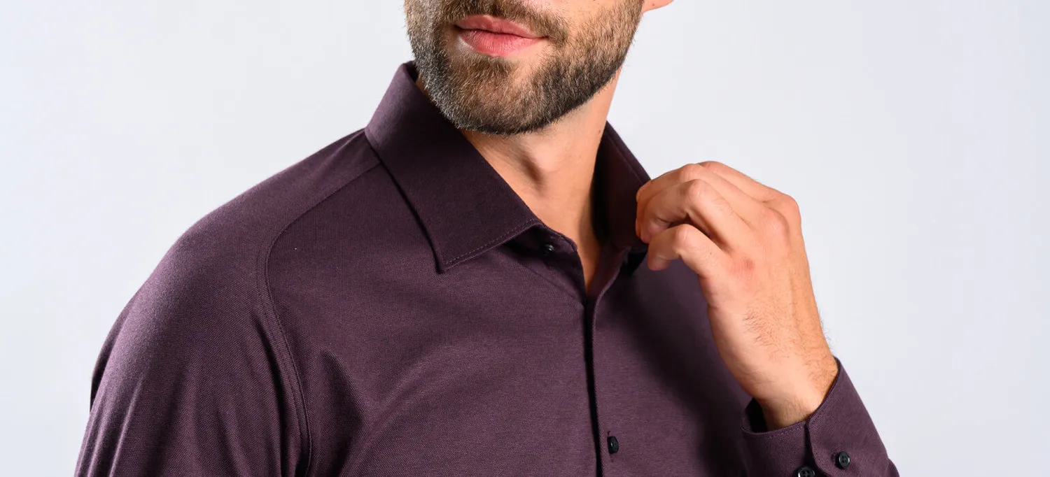 Alain Delon camicia melanzana jersey extra slim