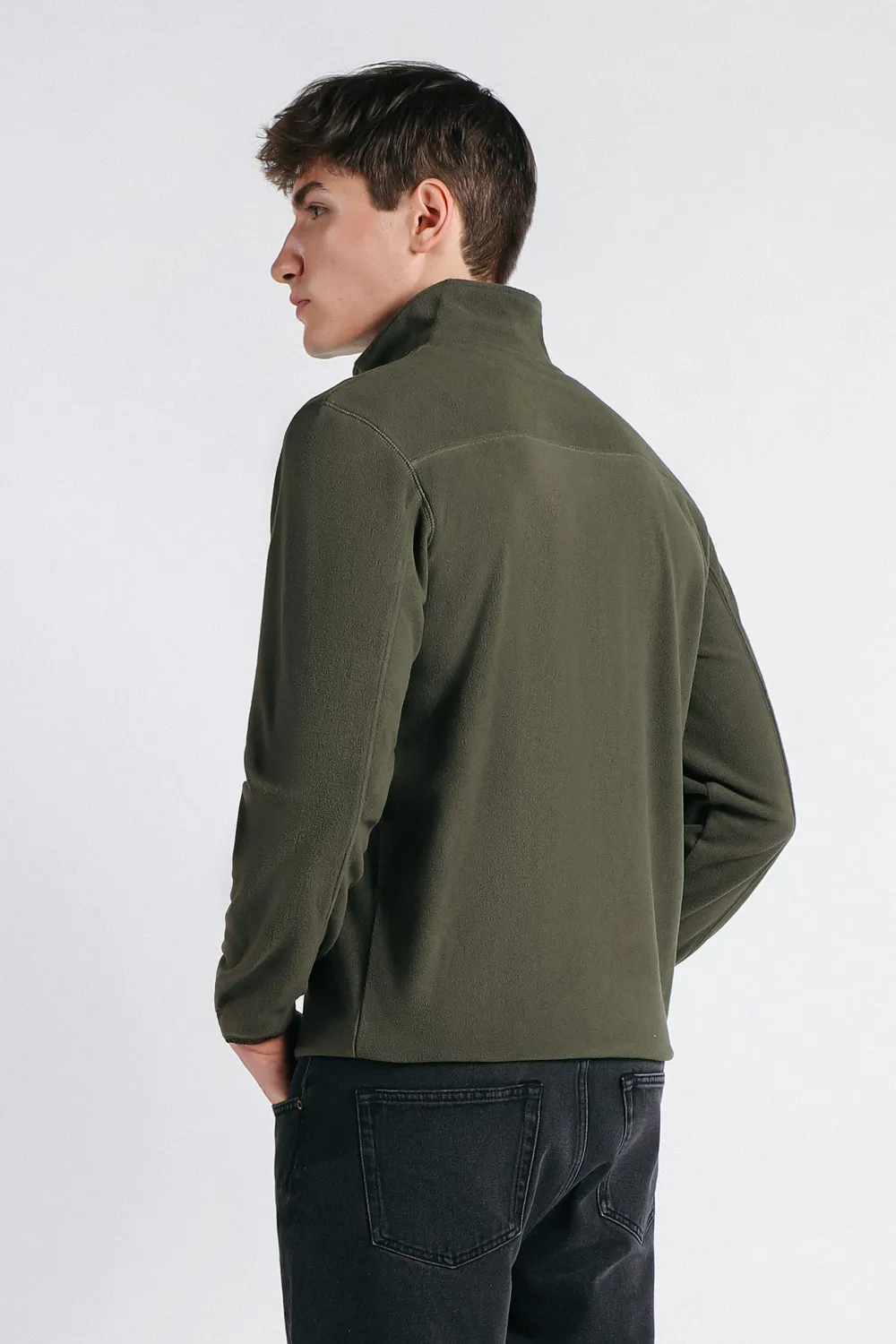 Sonny Bono felpa mezza zip pile verde militare