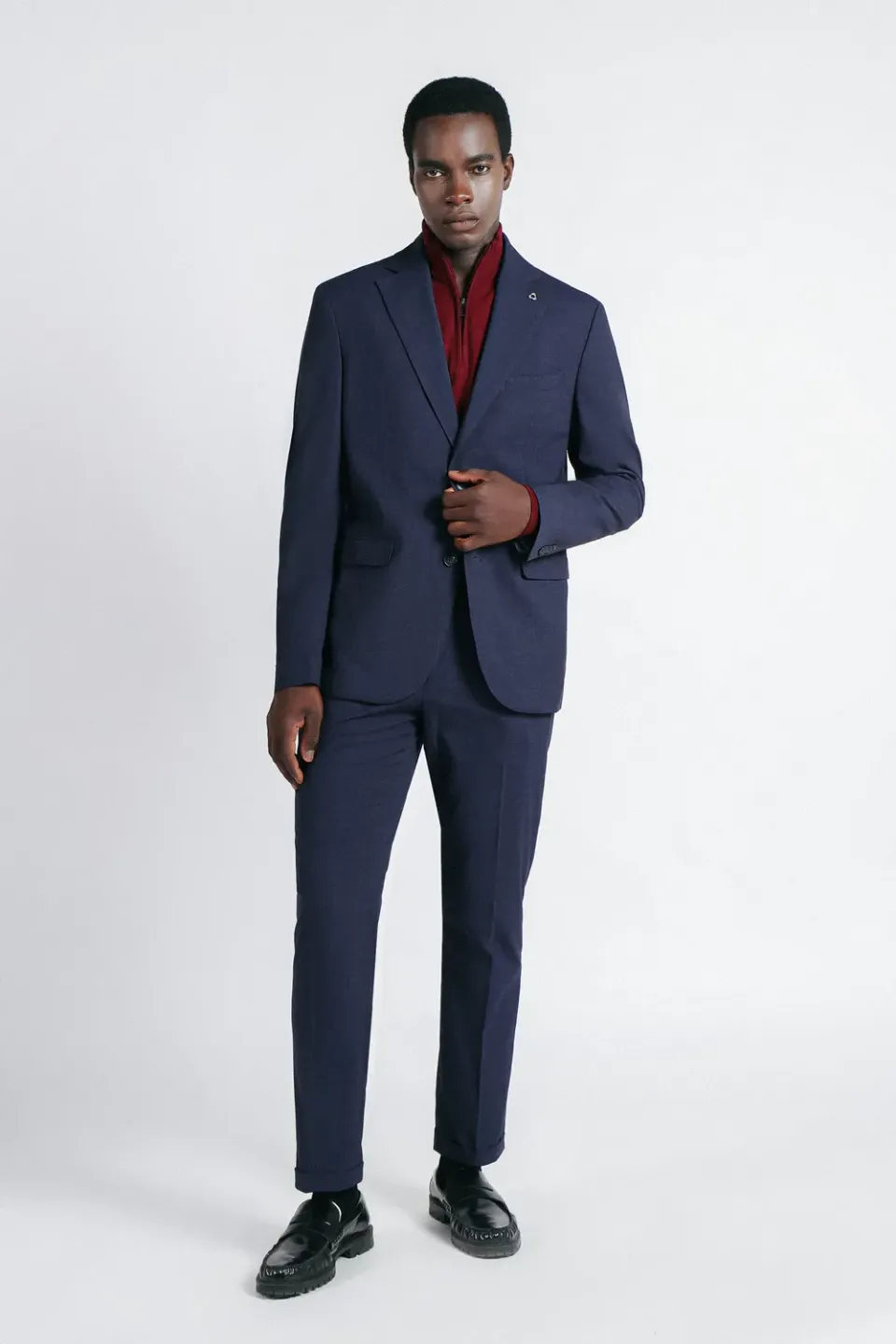 Sonny Bono pantalone da abito quadri bleu comfort fit