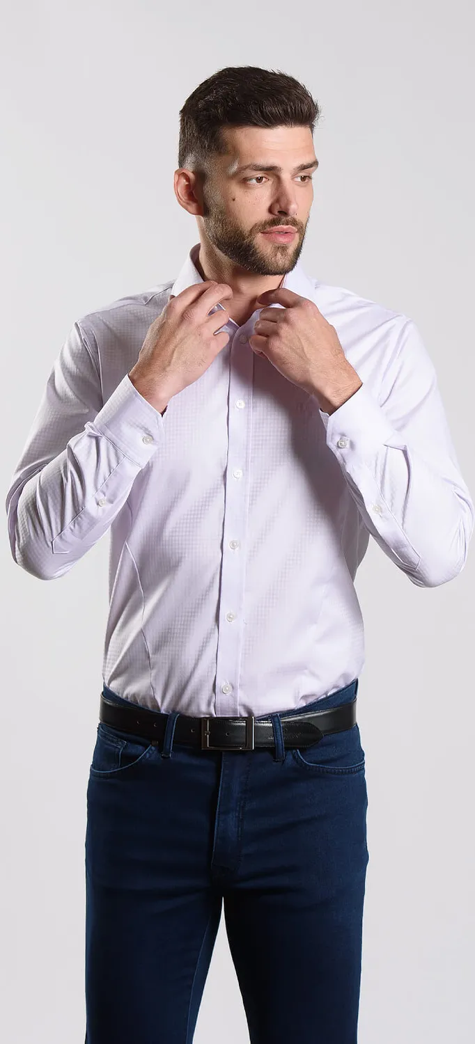 Alain Delon camicia classic viola quadri 44 cotone