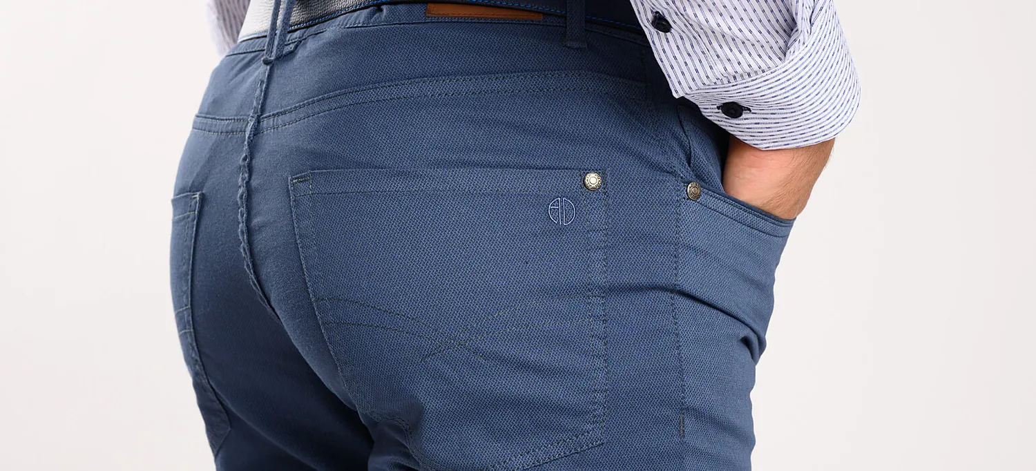 Alain Delon pantaloni casual blu fantasia 35/32 slim fit