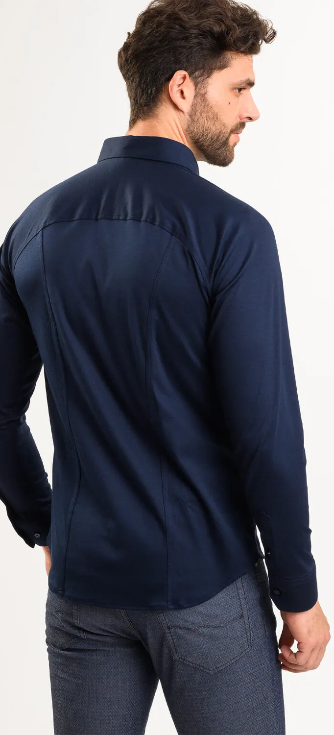 Alain Delon Camicia Blu Stretch Extra Slim S jersey