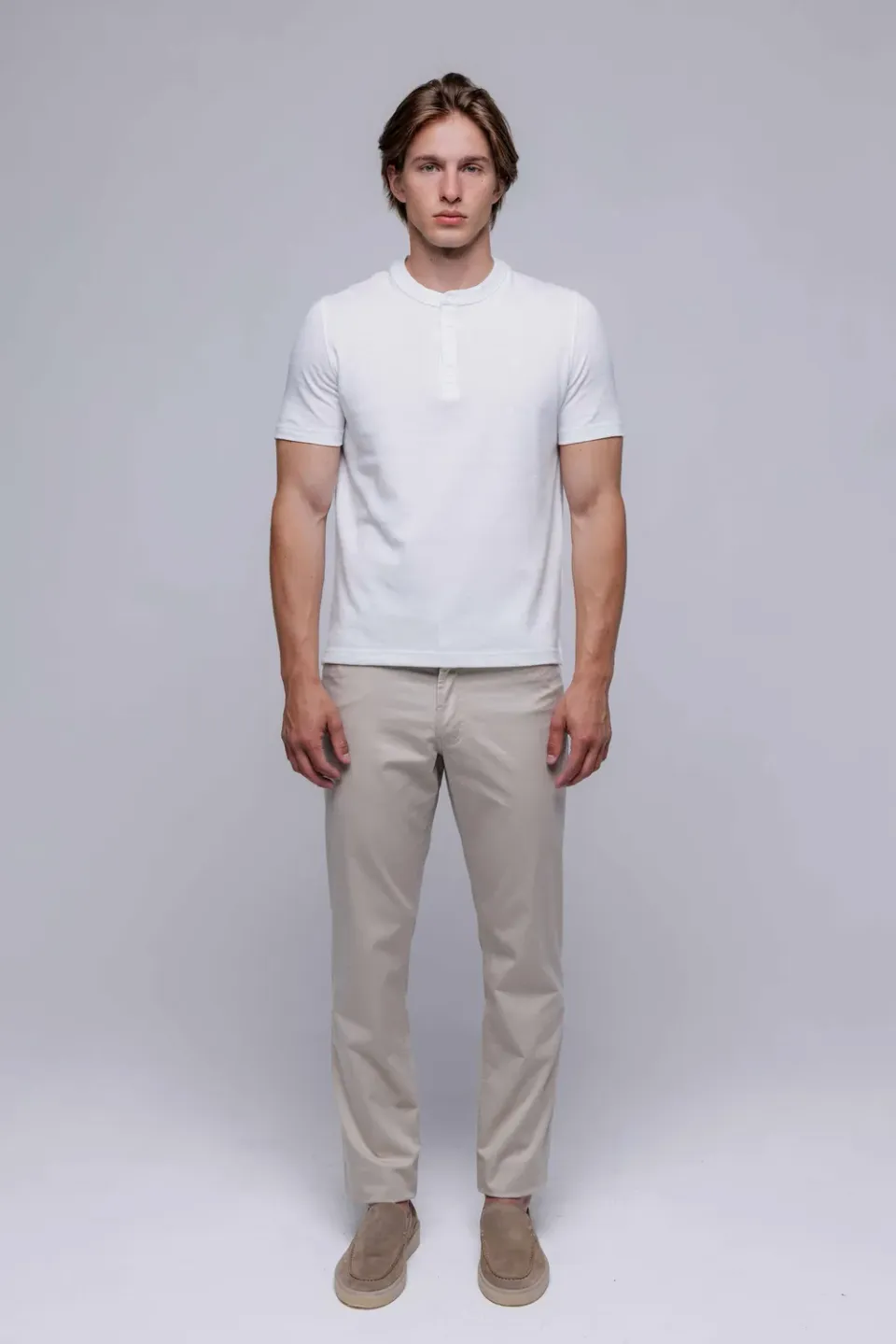 Alain Delon pantaloni casual beige fantasia elasticizzata