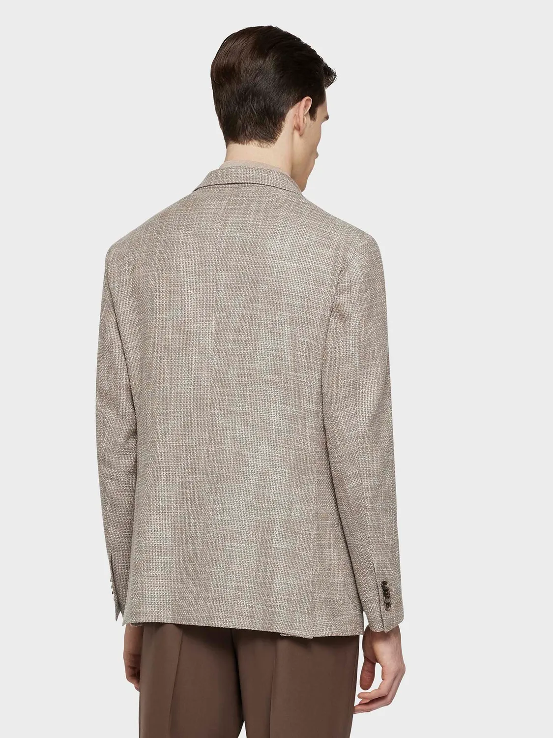 Caruso Butterfly giacca lana seta lino beige sfoderata