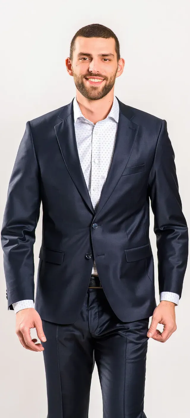 Alain Delon giacca slim fit blu navy lana elasticizzata