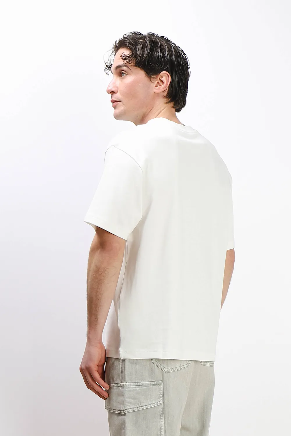 Sonny Bono T-Shirt Girocollo Over Fit Gesso Ampia