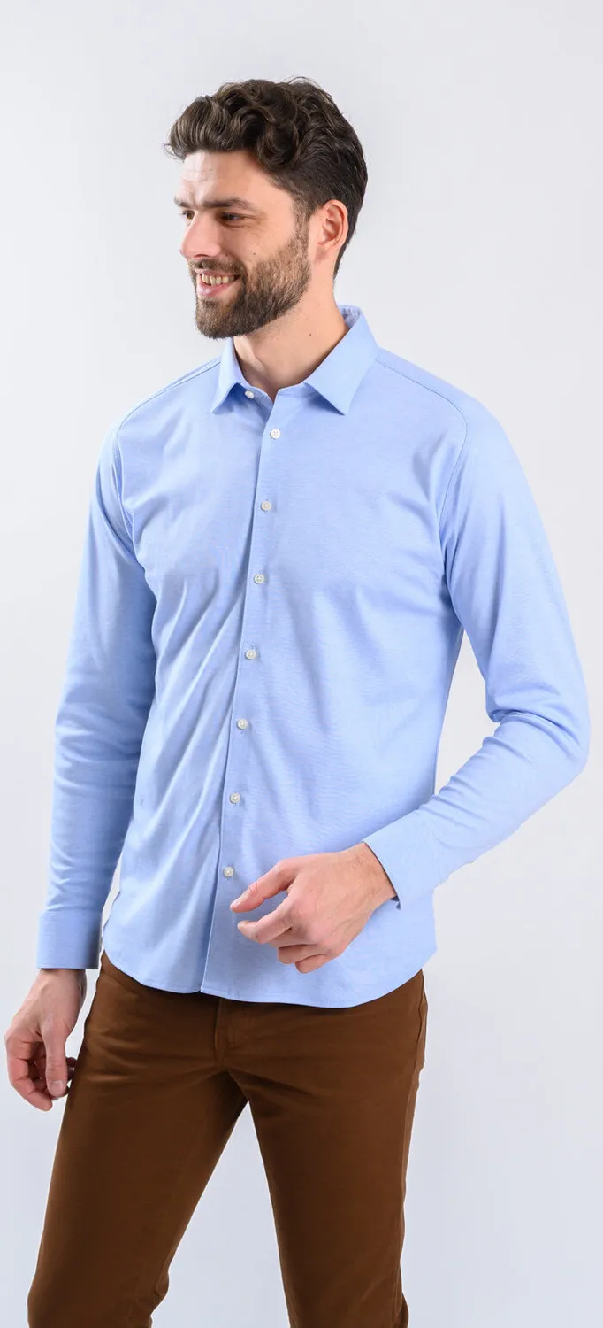 Alain Delon camicia azzurra extra slim fit elasticizzata