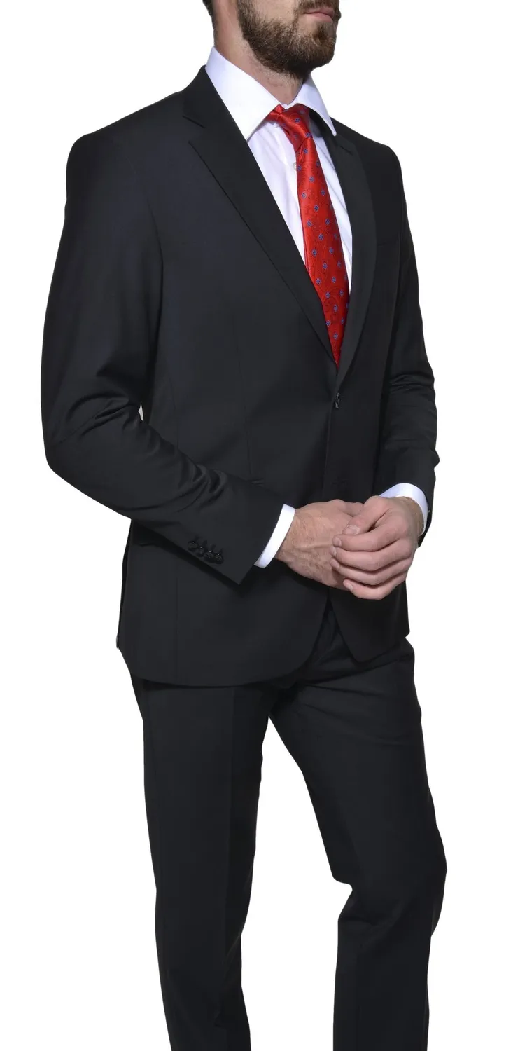Alain Delon Black Slim Fit abito nero micro-quadri