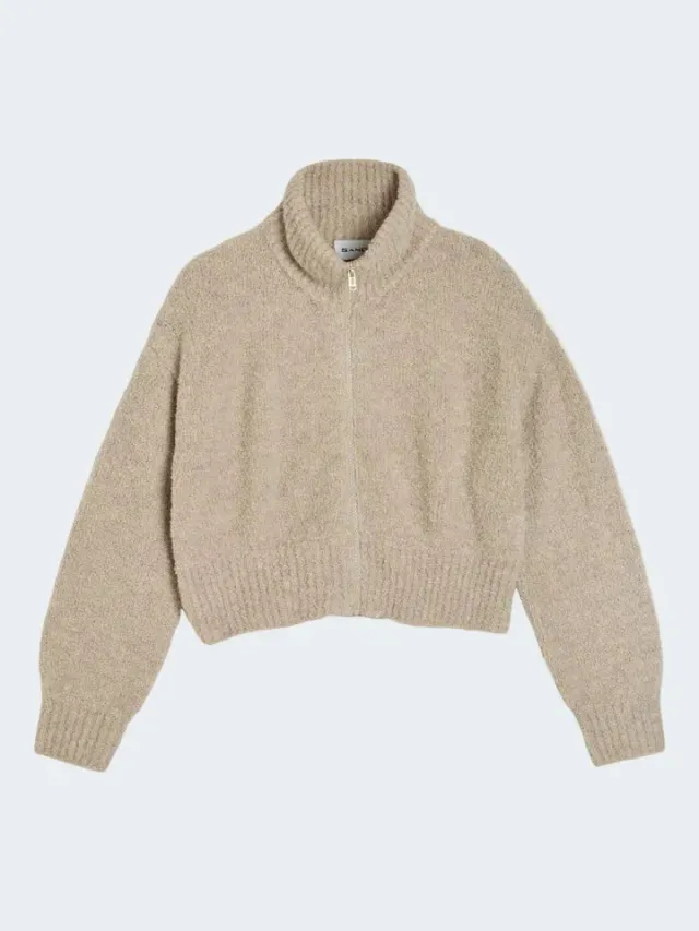 Sand 5681 Mae maglione mohair zip beige champagne