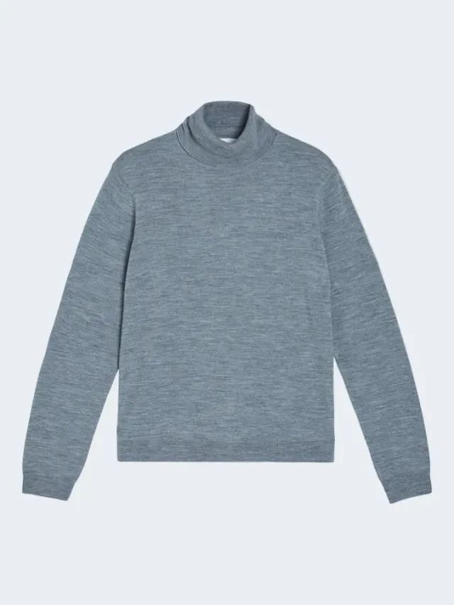 Sand Menswear Fellini dolcevita merino azzurro