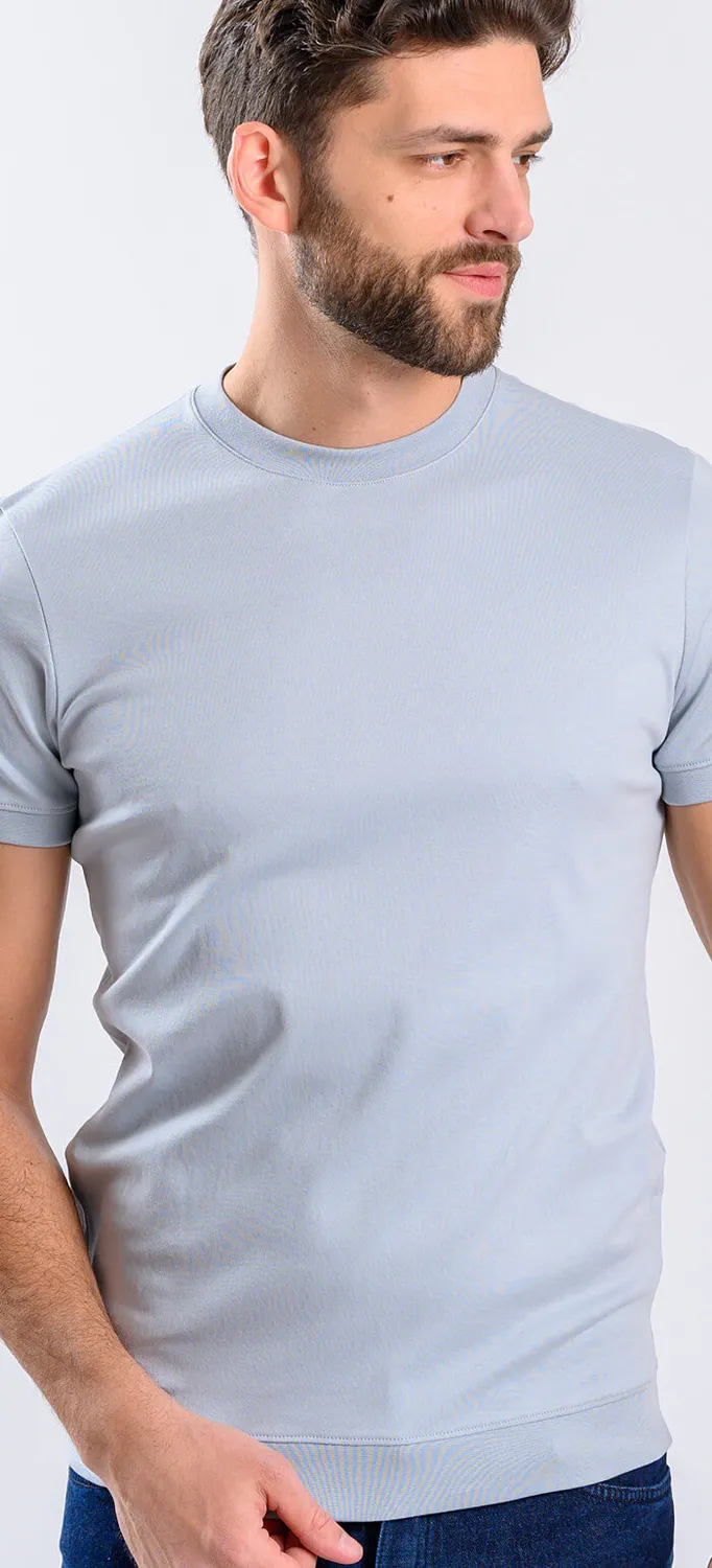 Alain Delon t-shirt grigio blu micropima slim fit