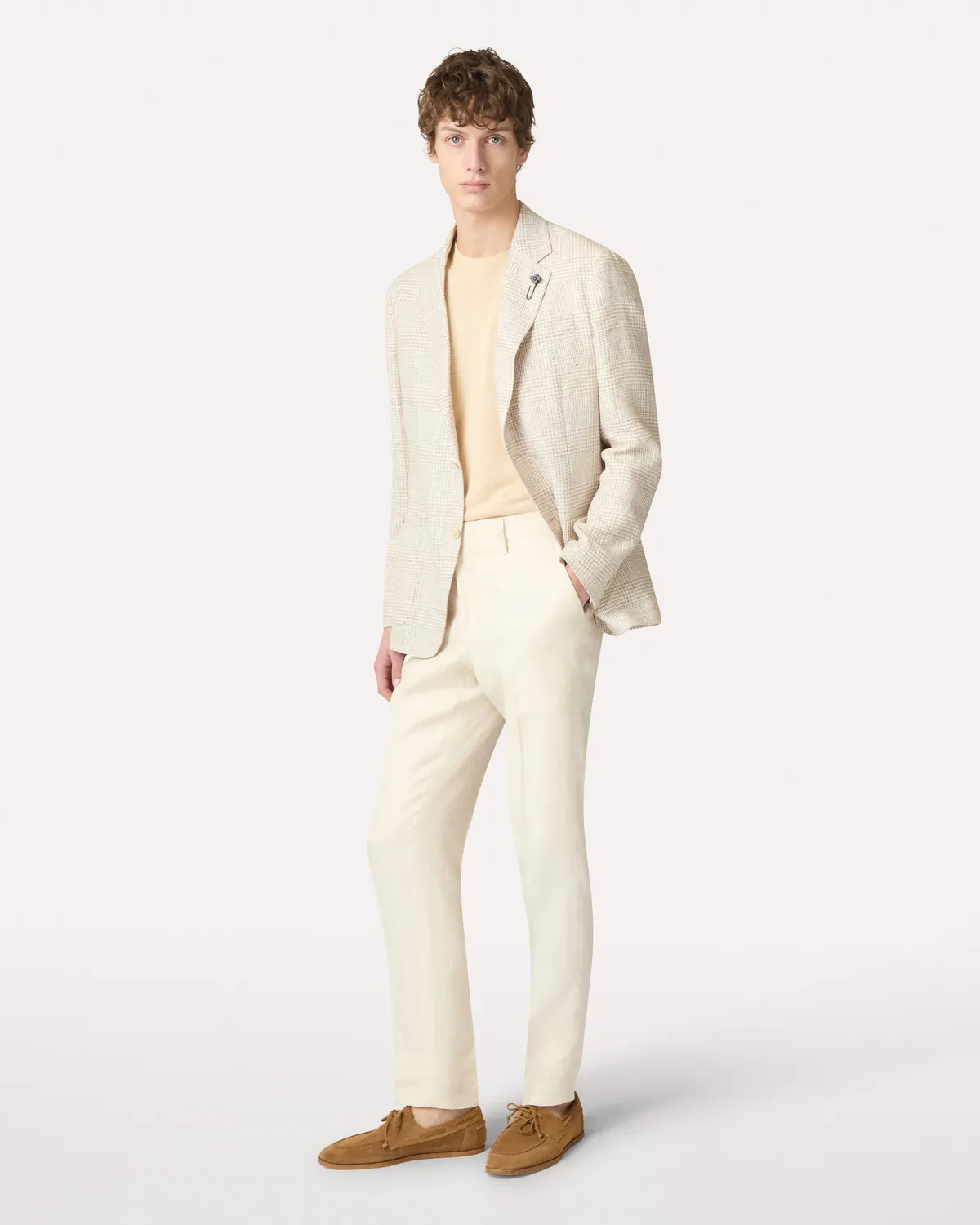 Lardini pantalone panna in lino senza pieghe