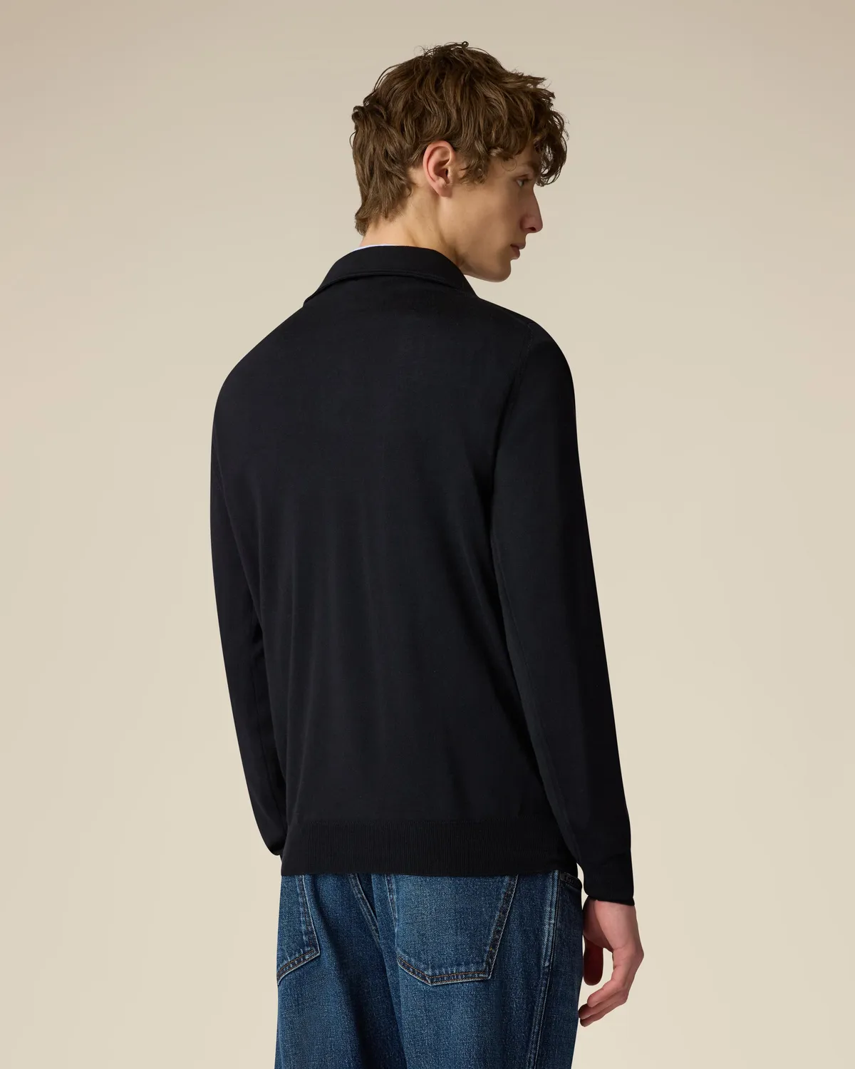 Lardini polo lana merino superfine blu 120's finezza 16