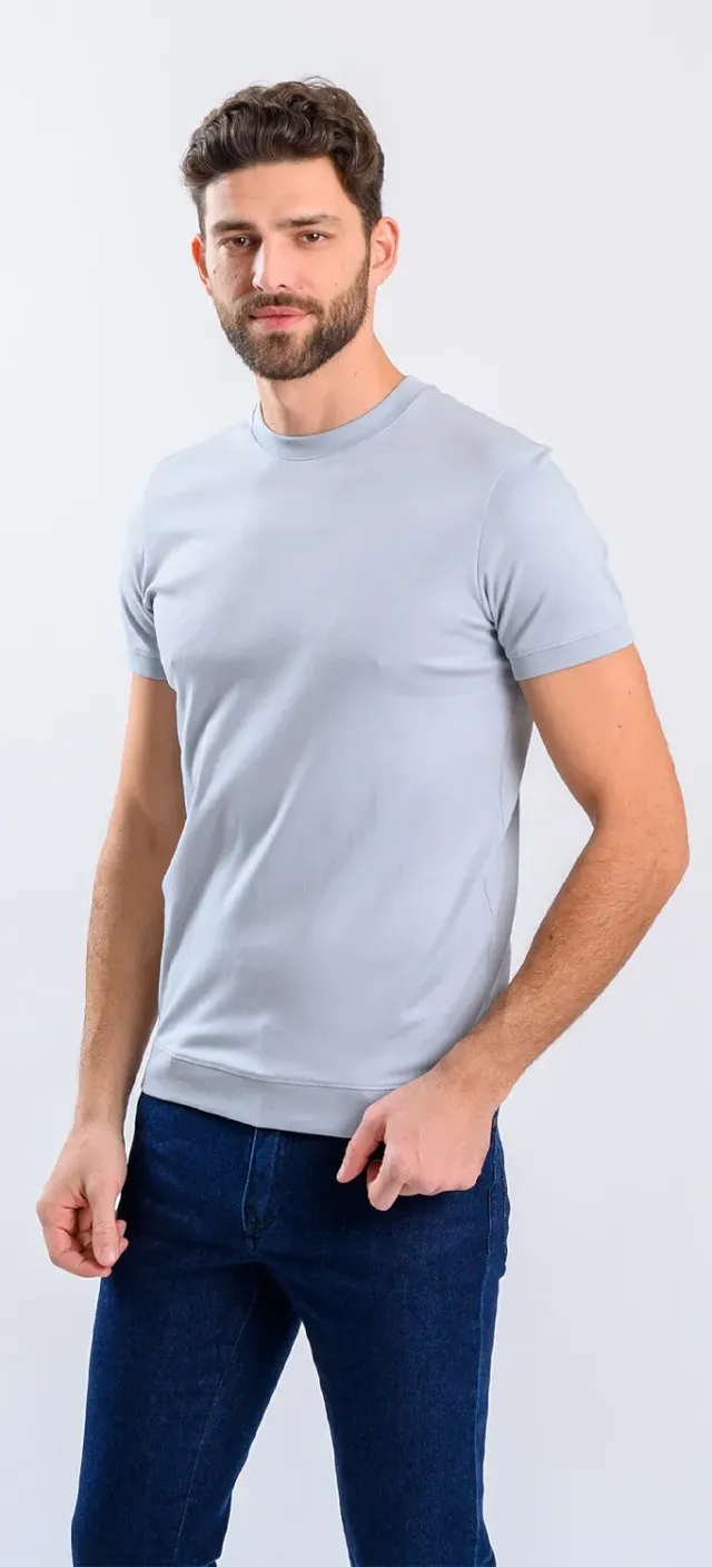 Alain Delon t-shirt grigio blu micropima slim fit