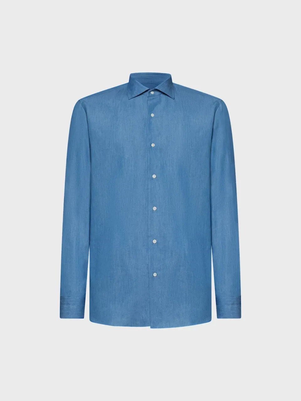 Caruso Camicia Slim Fit Twill Denim Indaco