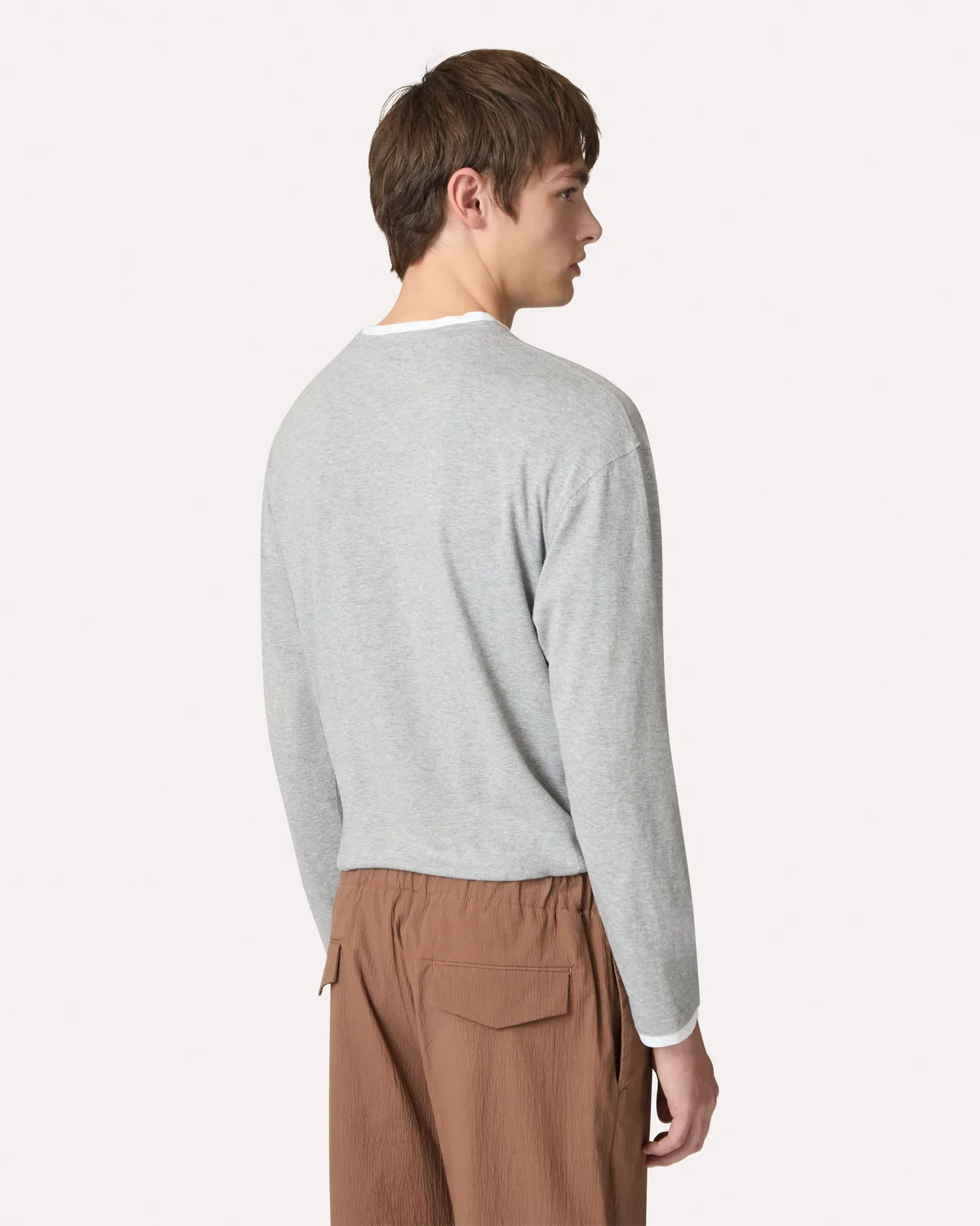 Lardini T-Shirt Manica Lunga Grigia in Cotone