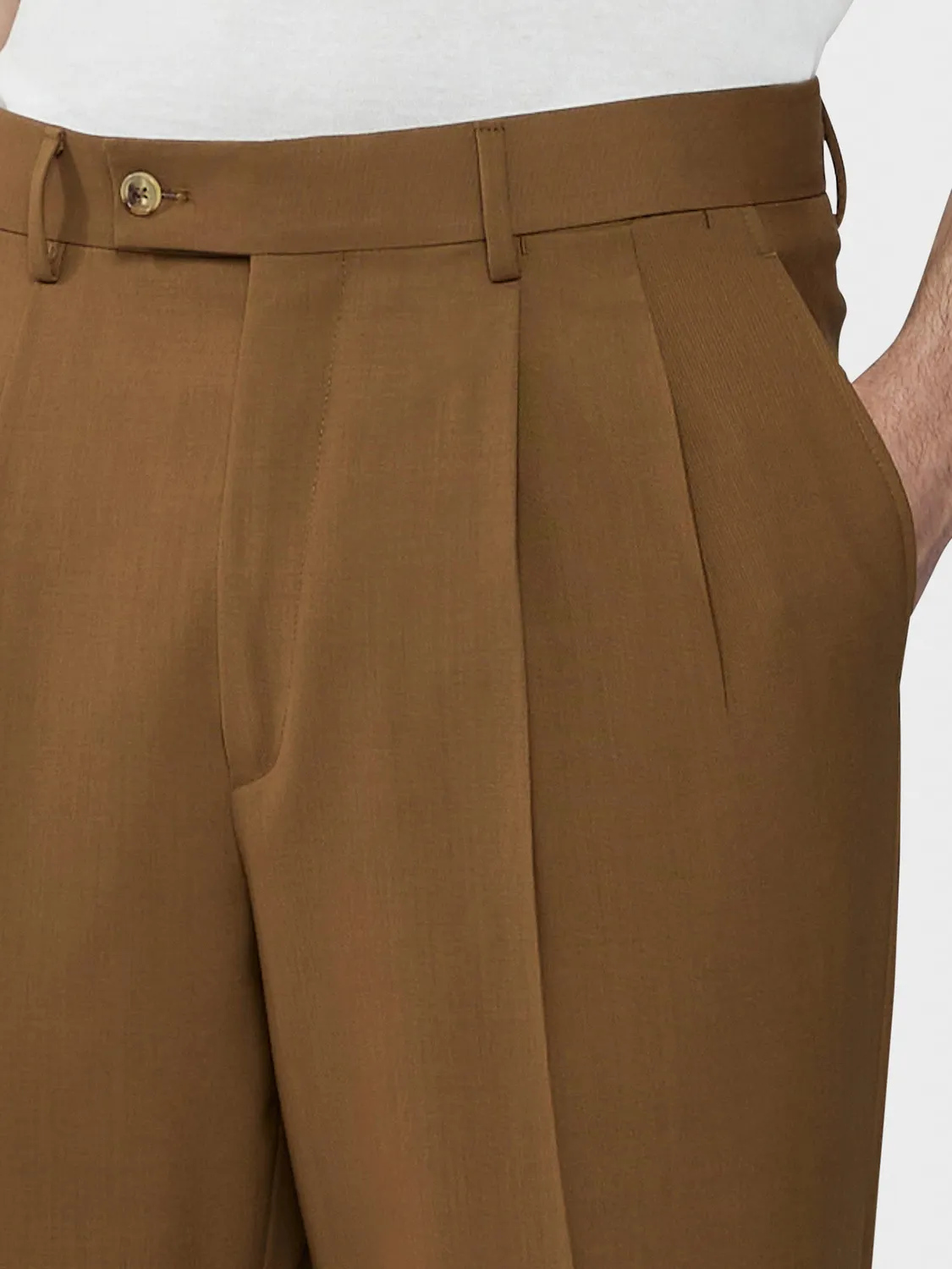 Caruso pantalone tropical lana Houdini marrone