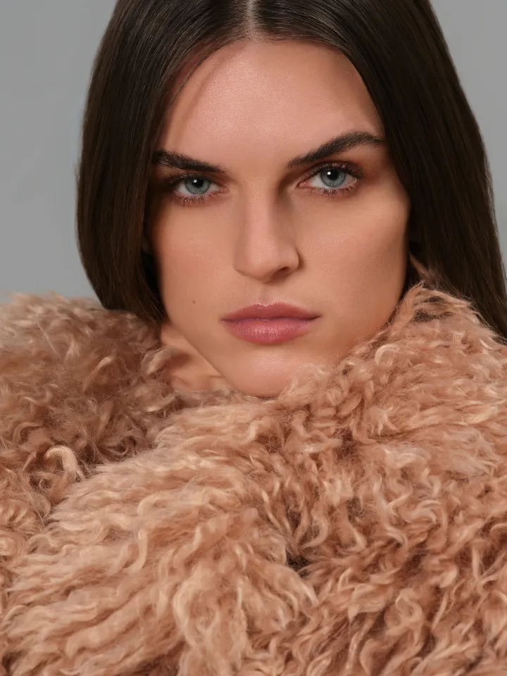 Sand Ruri cappotto fake fur corto ecru sabbia