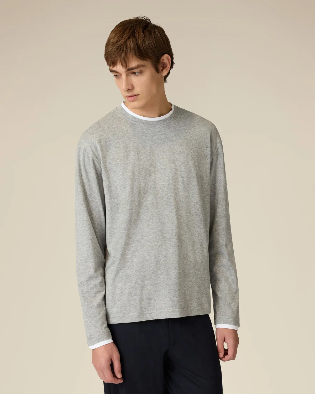 Lardini t-shirt manica lunga grigia jersey cotone