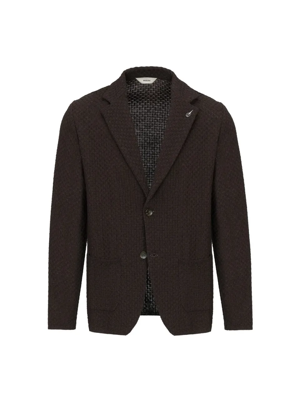 Paoloni Giacca maglia waffle marrone misto cotone