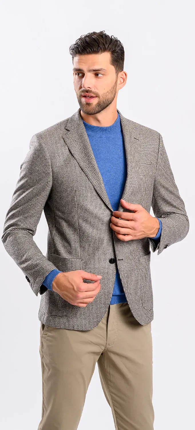 Alain Delon giacca marrone fantasia gallo slim fit XL