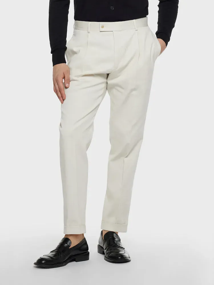 Caruso Norma pantalone carrot fit cotone panna