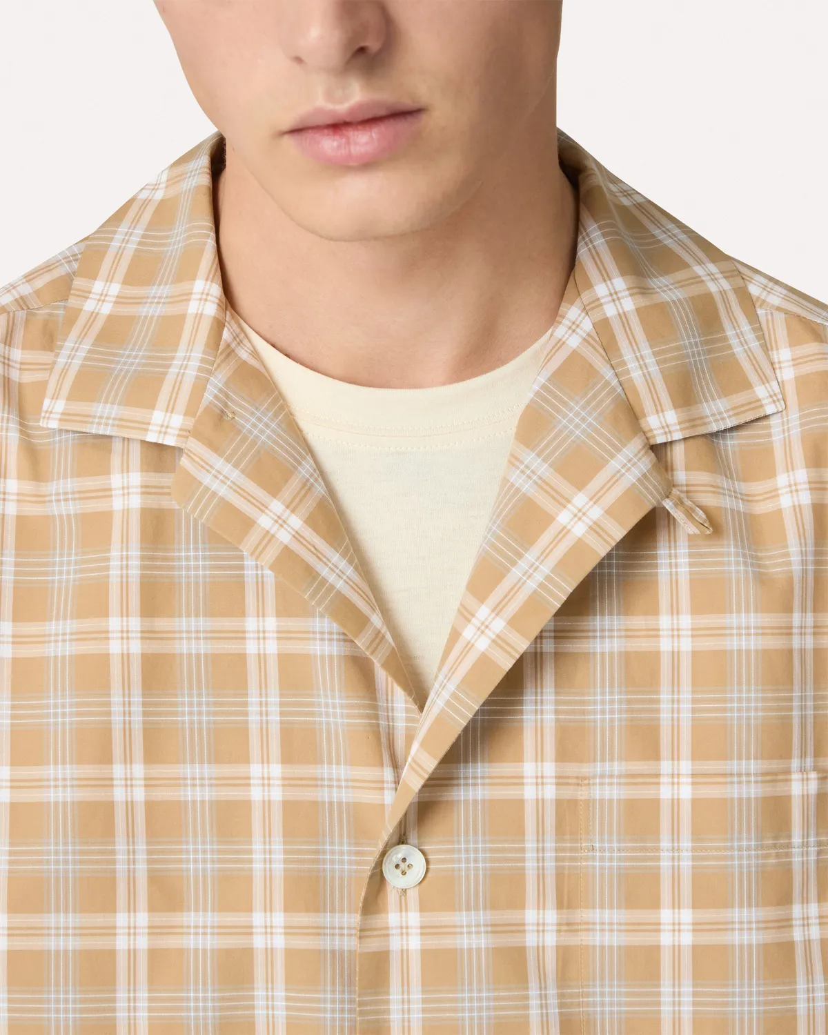 Lardini camicia cammello quadri popeline cotone
