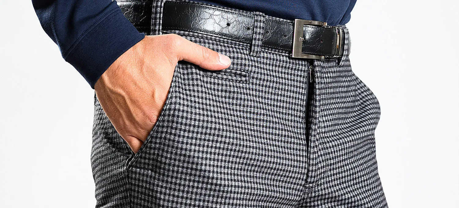 Alain Delon pantalone quadri grigio-nero slim