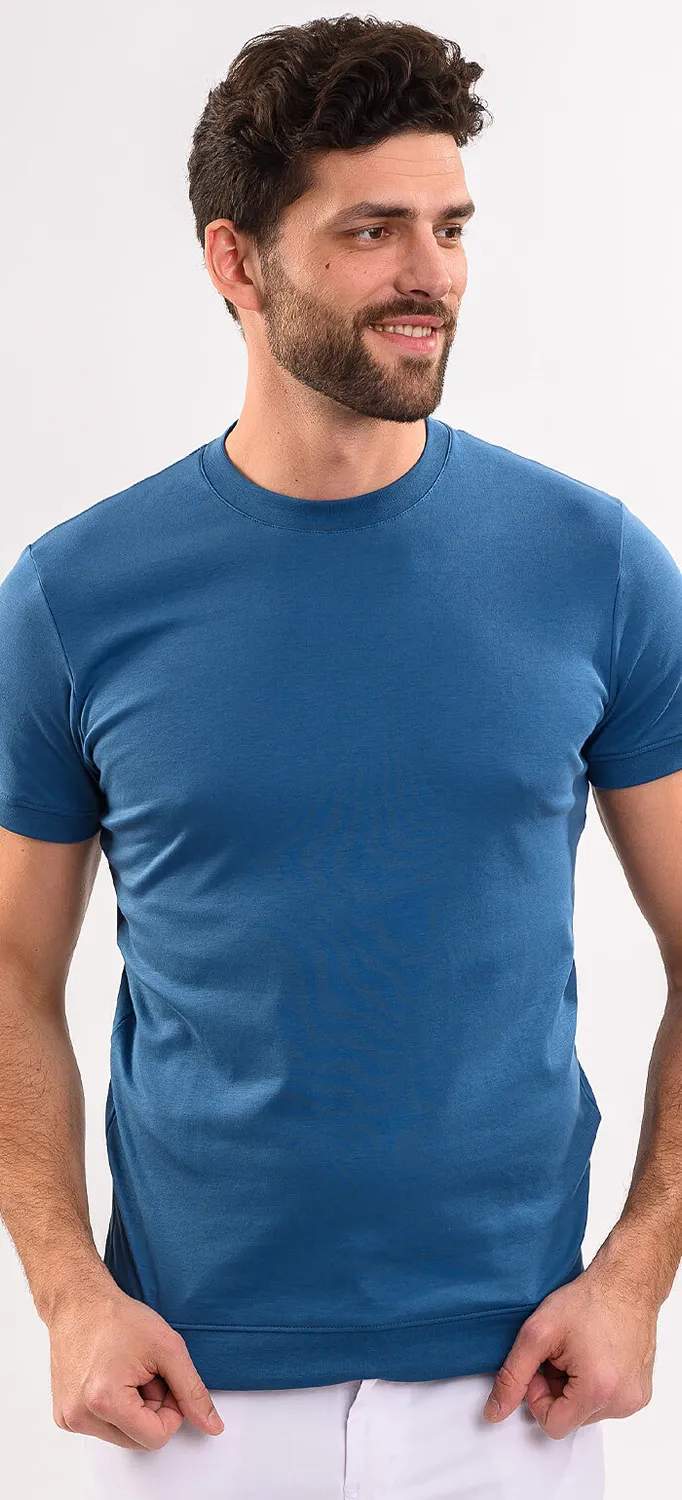 Alain Delon t-shirt cotone blu Slim S