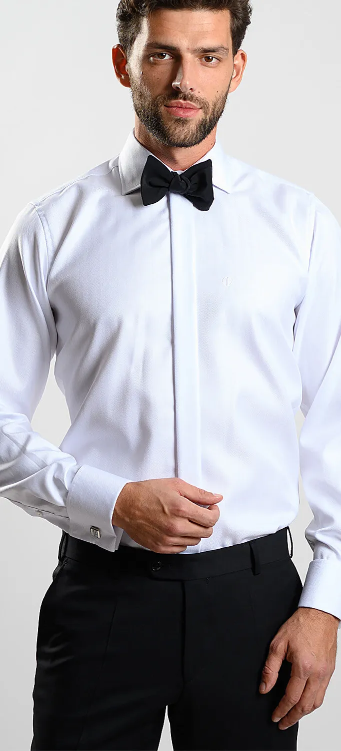 Alain Delon White Slim Fit camicia bianca formale gemelli