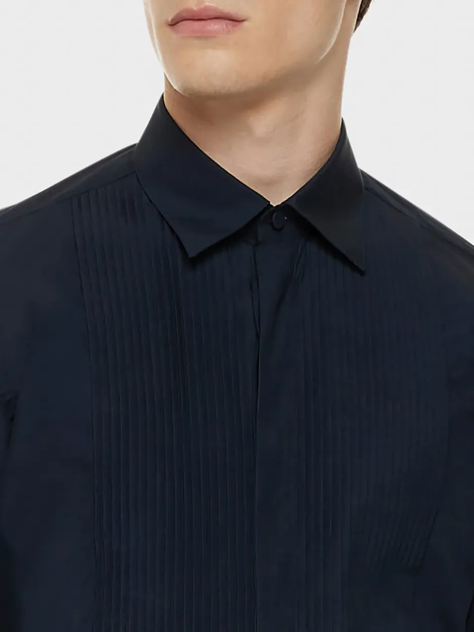 Caruso Camicia Cerimonia Cotone Blu Notte Slim