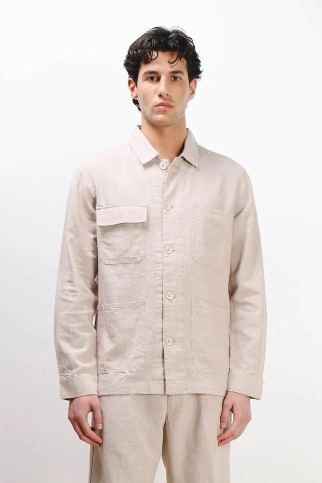 Sonny Bono Overshirt Misto Lino Sabbia traspirante