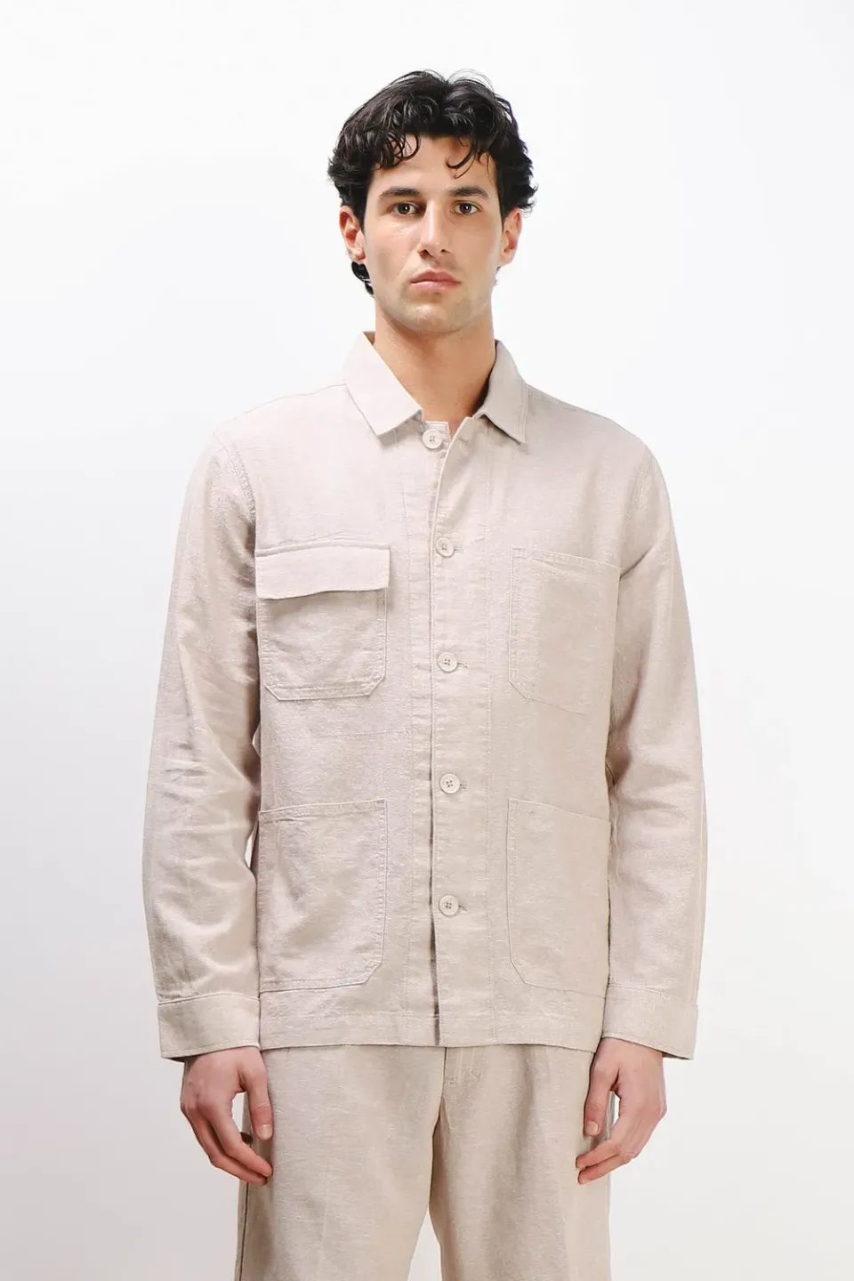 Sonny Bono Overshirt Misto Lino Sabbia traspirante