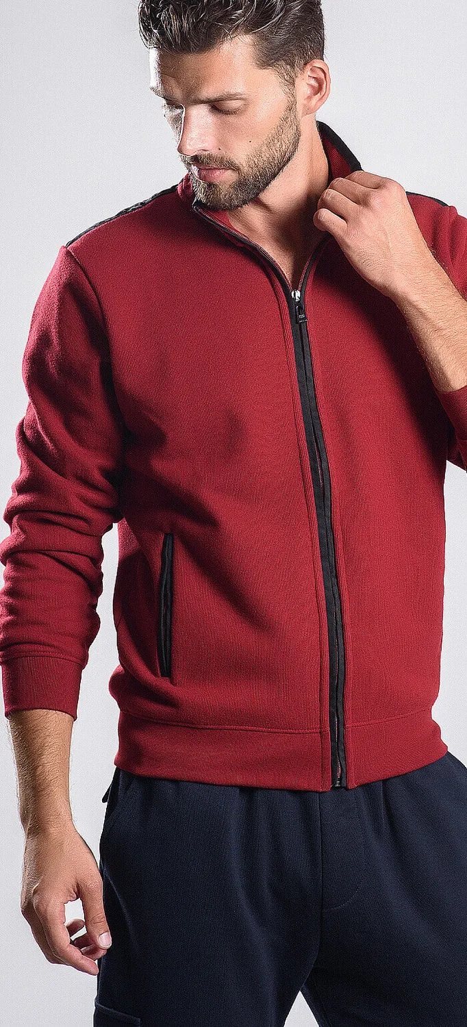 Alain Delon Felpa Bordeaux S Zip Nera