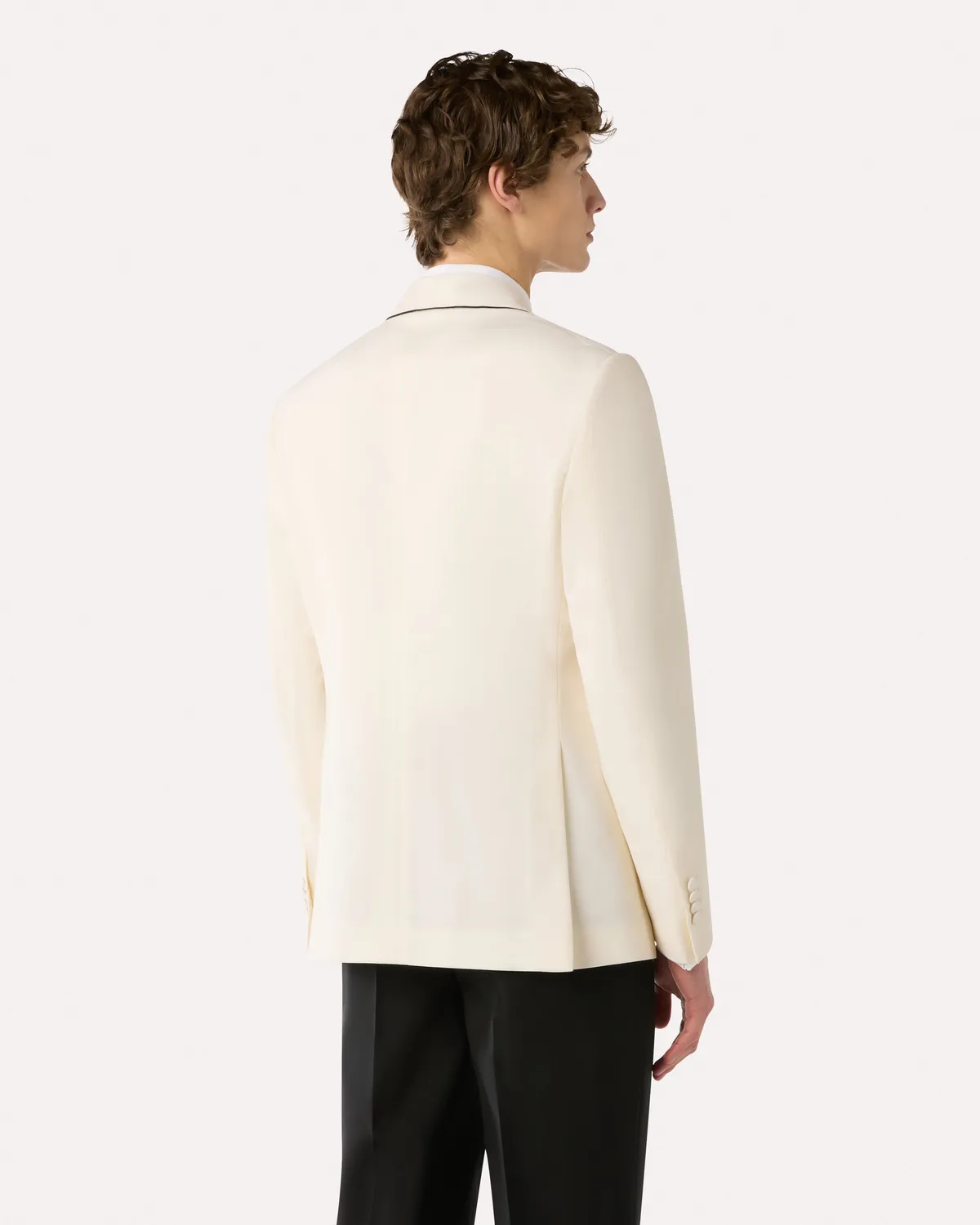 Lardini Soirée giacca monopetto lana stretch panna rever sciallato