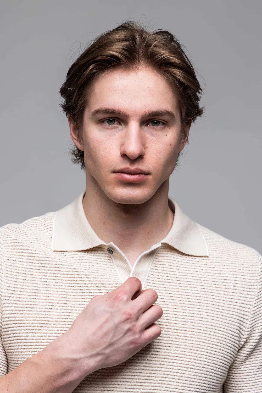 Alain Delon polo beige maglia cotone bottoni manica corta