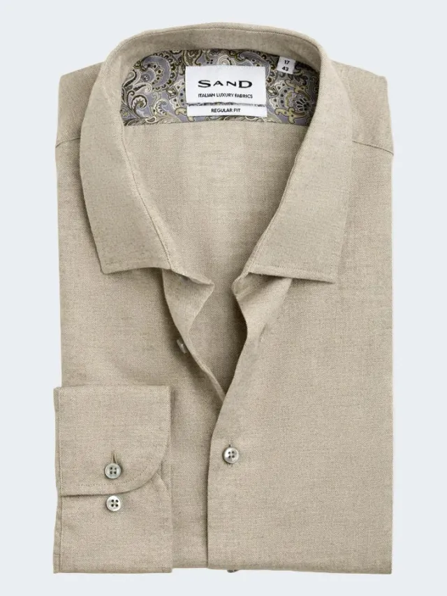 Sand Menswear State Soft 8087 camicia regular flanella cammello