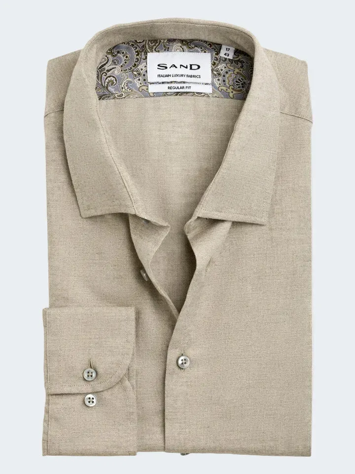 Sand Menswear State Soft 8087 camicia regular flanella cammello
