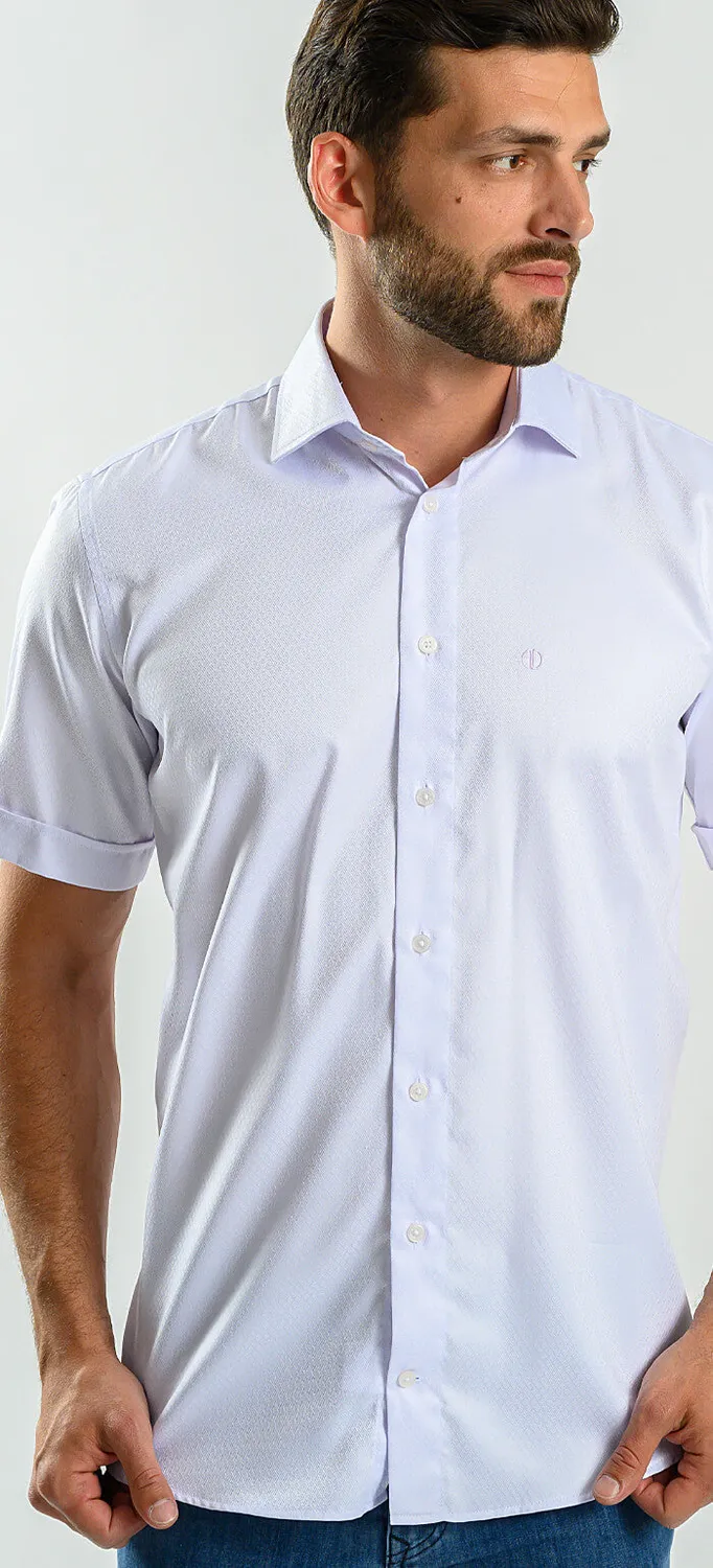 Alain Delon camicia bianca slim manica corta