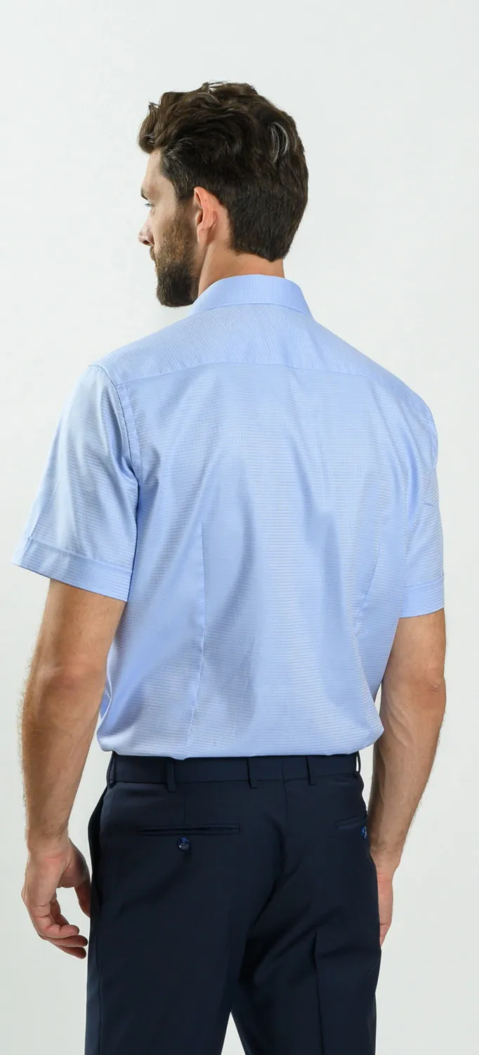 Alain Delon camicia manica corta blu classic fit 44