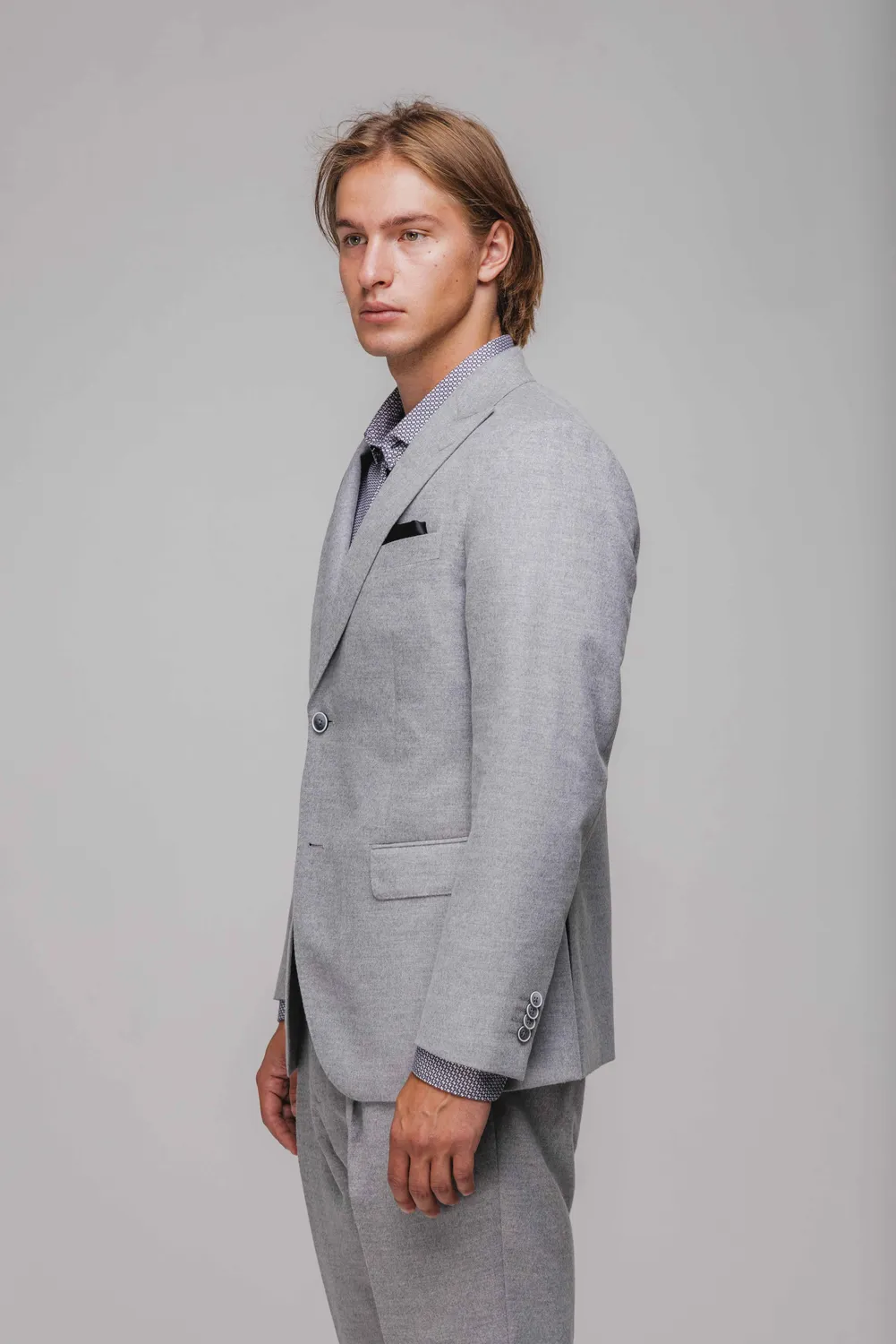 Alain Delon giacca slim fit grigia flanella revers larghi