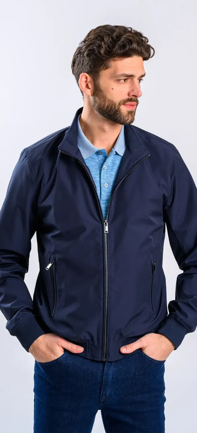 Alain Delon Giacca Blu Navy Leggera Imbottita