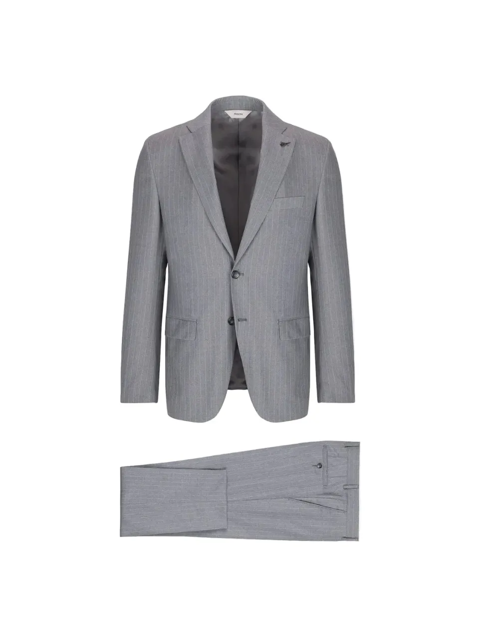 Paoloni Abito Gessato Lana Vergine Super 100's Grigio Slim