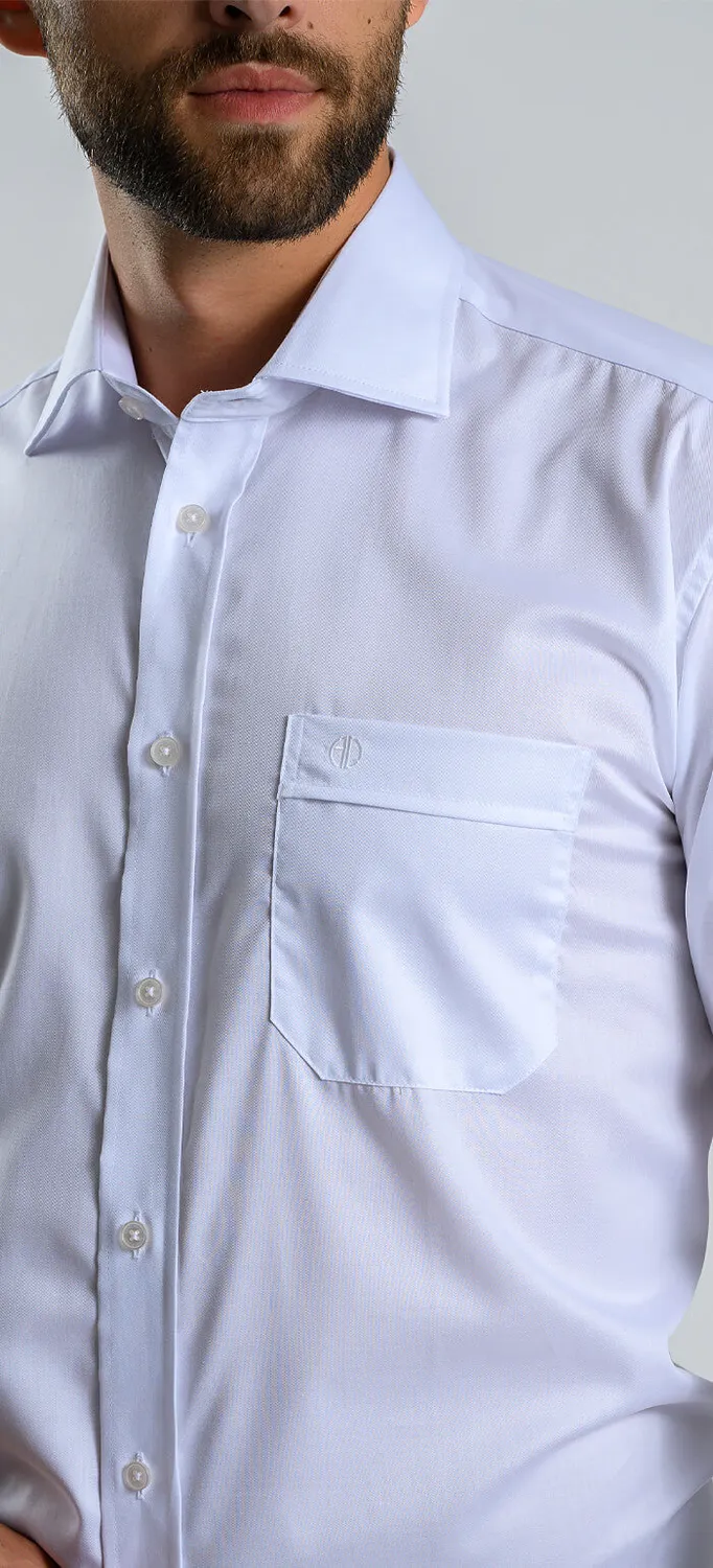 Alain Delon camicia bianca classic fit taschino