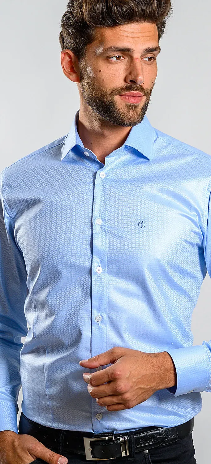 Alain Delon camicia extra slim fit azzurra 40 cotone