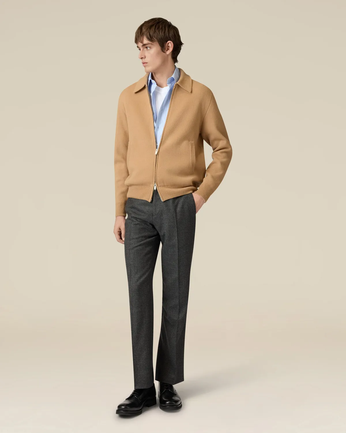 Lardini Pantalone senza pieghe lana grigio Saxony