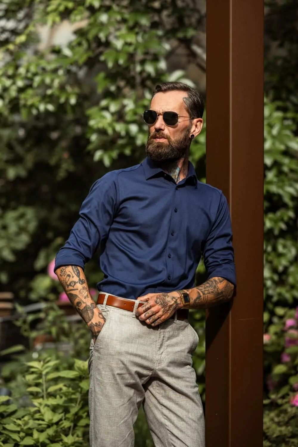 Alain Delon Camicia Blu Stretch Extra Slim S jersey