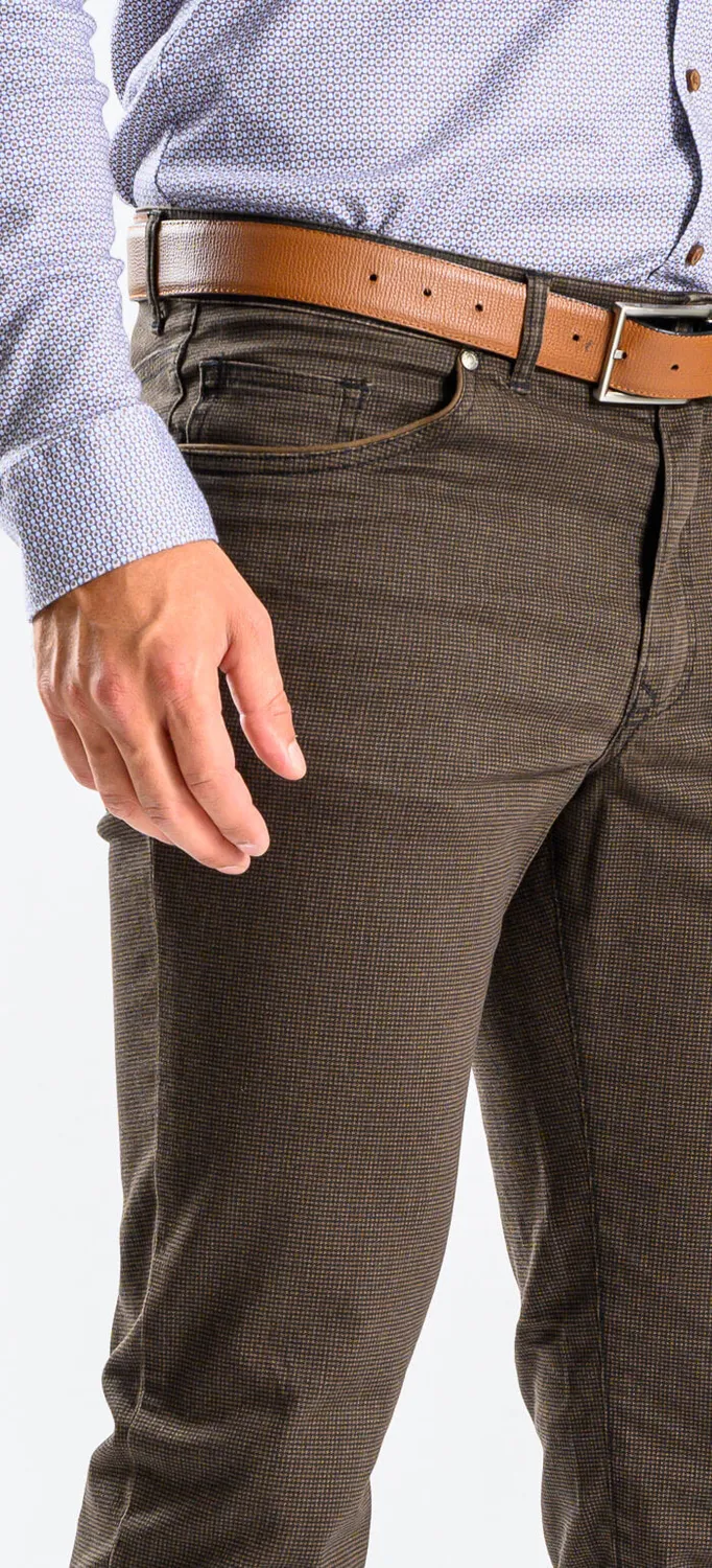 Alain Delon pantaloni casual marroni slim fit elasticizzati