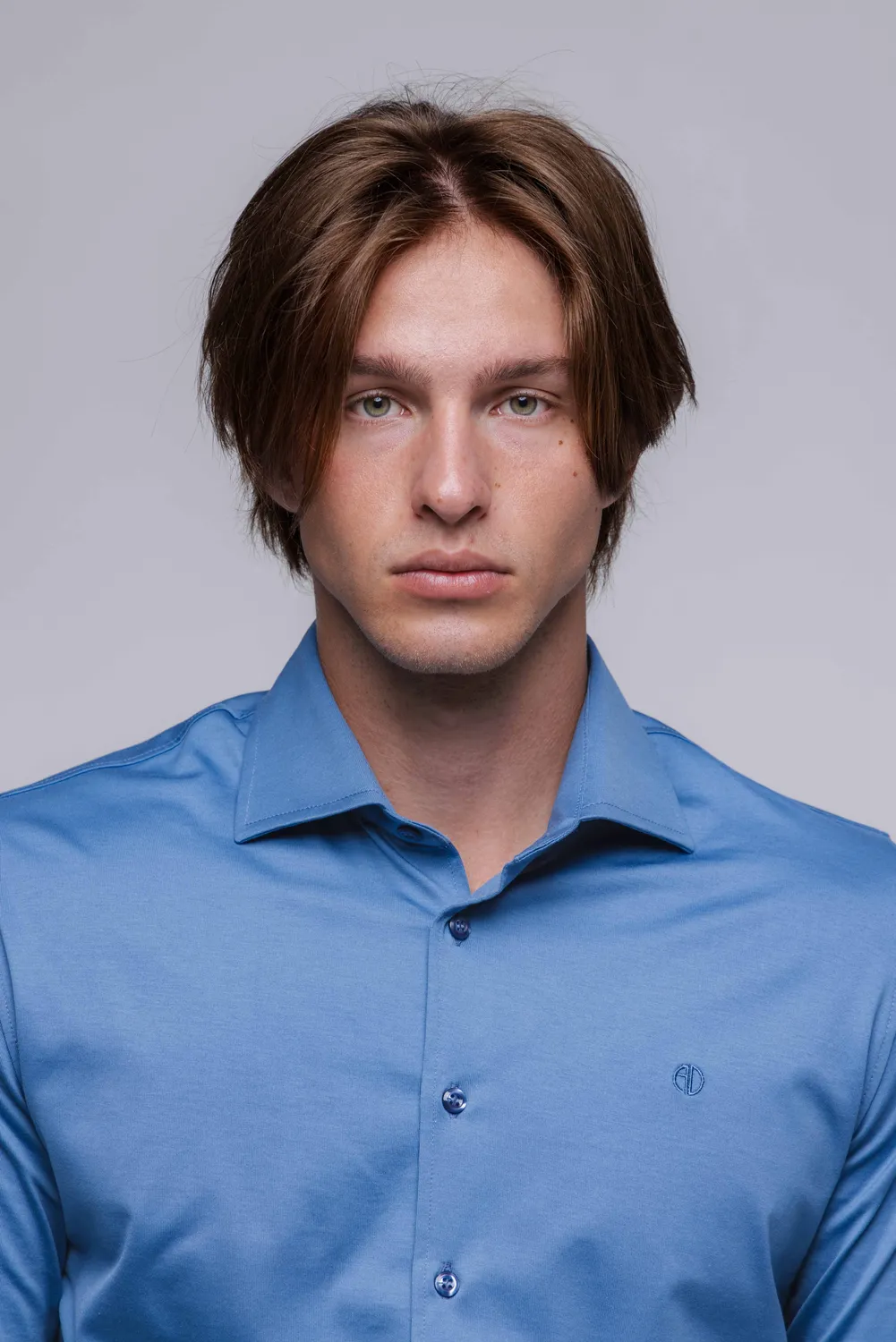 Alain Delon Extra Slim Fit camicia blu jersey cotone